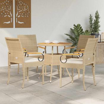 ARDEBO.de - Gartenstühle 4 stk. Beige und Cremeweiß Poly-Rattan und Akazie