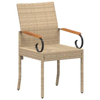 Gartenstühle 4 stk. Beige und Cremeweiß Poly-Rattan und Akazie