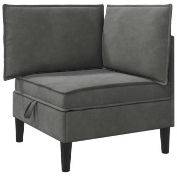 Sofa mit Stauraum Dunkelgrau Samt