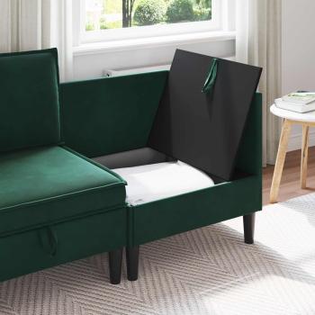 Sofa mit Stauraum Dunkelgrün Samt