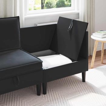 Sofa mit Stauraum Schwarz Samt