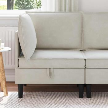 ARDEBO.de - Sofa mit Stauraum Creme Samt
