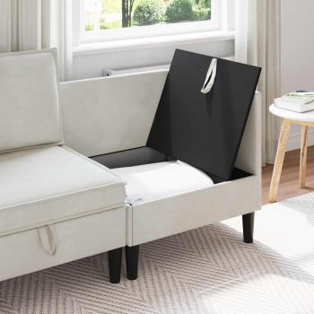Sofa mit Stauraum Creme Samt