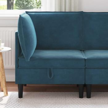 ARDEBO.de - Sofa mit Stauraum Blau Samt