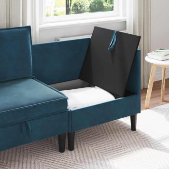Sofa mit Stauraum Blau Samt