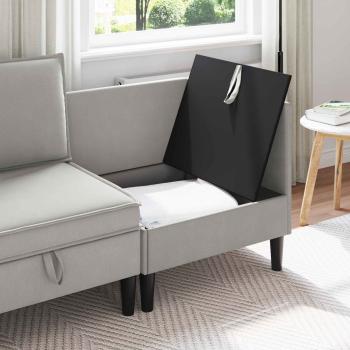 Ecksofa mit Stauraum Hellgrau Samt