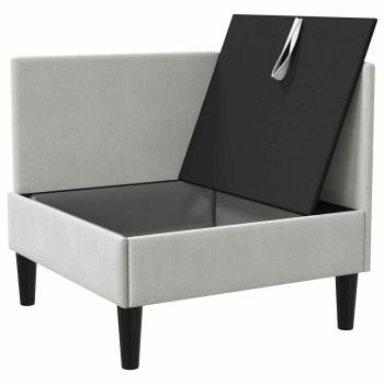 Ecksofa mit Stauraum Hellgrau Samt