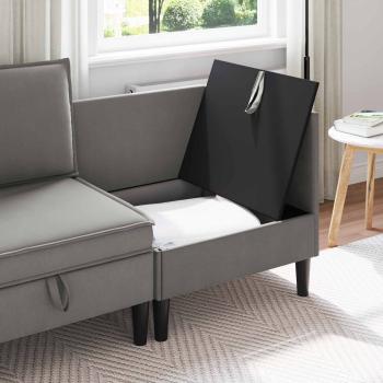 Ecksofa mit Stauraum Dunkelgrau Samt