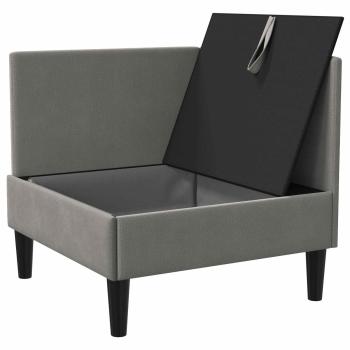 Ecksofa mit Stauraum Dunkelgrau Samt