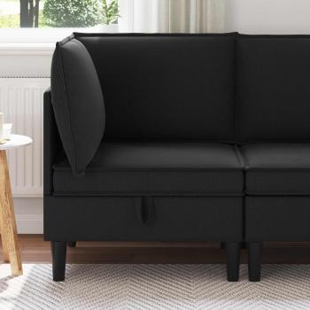 ARDEBO.de - Ecksofa mit Stauraum Schwarz Samt