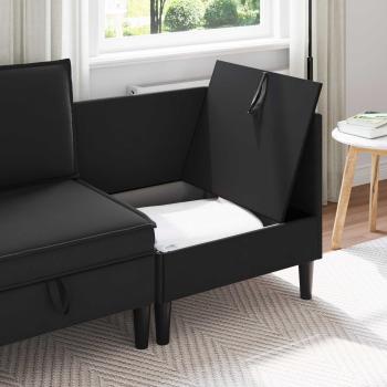Ecksofa mit Stauraum Schwarz Samt