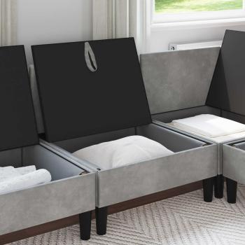 Mittels Sofa mit Stauraum Hellgrau Samt