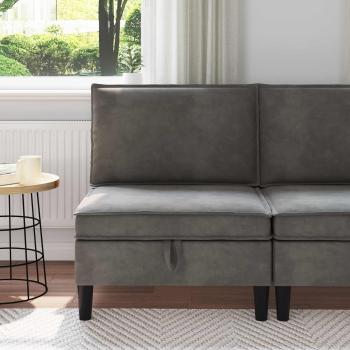 ARDEBO.de - Mittels Sofa mit Stauraum Dunkelgrau Samt