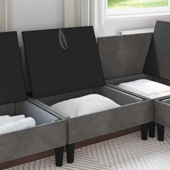 Mittels Sofa mit Stauraum Dunkelgrau Samt