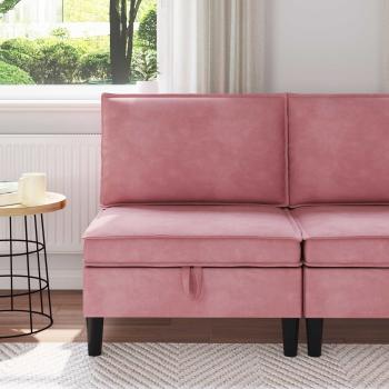 ARDEBO.de - Mittels Sofa mit Stauraum Rosa Samt