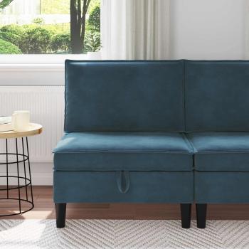 ARDEBO.de - Mittels Sofa mit Stauraum Blau Samt