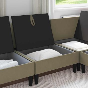 Mittelsofa mit Stauraum Khaki Samt