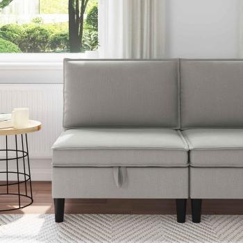 ARDEBO.de - Mittelsofa mit Stauraum Hellgrau Samt