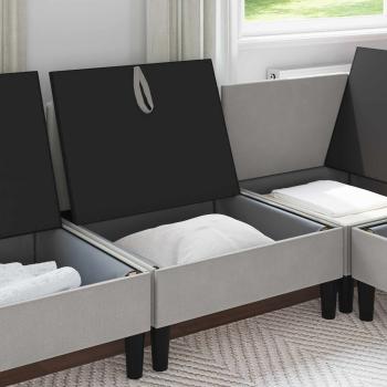 Mittelsofa mit Stauraum Hellgrau Samt
