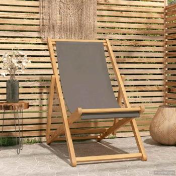 ARDEBO.de - Liegestuhl Taupe Massivholz Teak