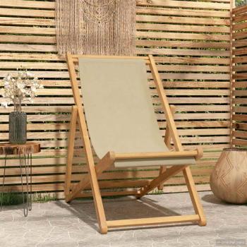 ARDEBO.de - Liegestuhl Beige Massivholz Teak