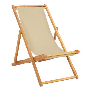 Liegestuhl Beige Massivholz Teak