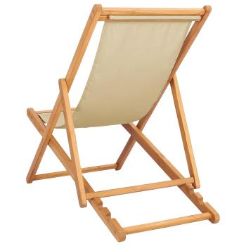Liegestuhl Beige Massivholz Teak