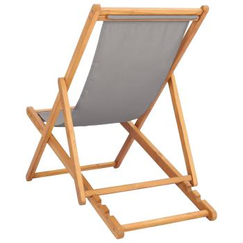 Liegestuhl Hellgrau Massivholz Teak