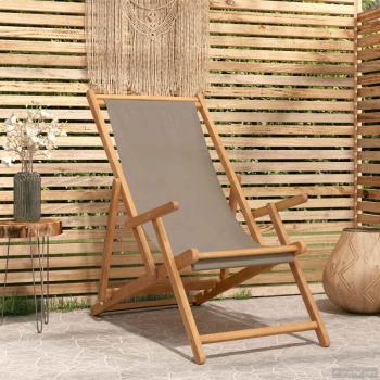 ARDEBO.de - Liegestuhl Taupe Massivholz Teak