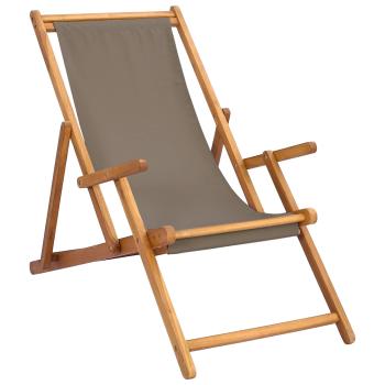 Liegestuhl Taupe Massivholz Teak