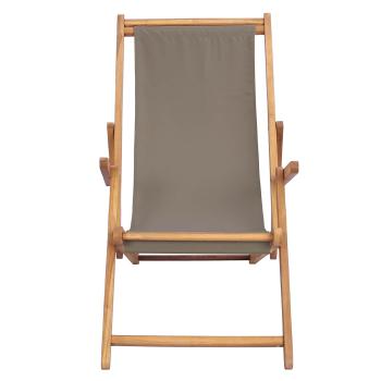 Liegestuhl Taupe Massivholz Teak