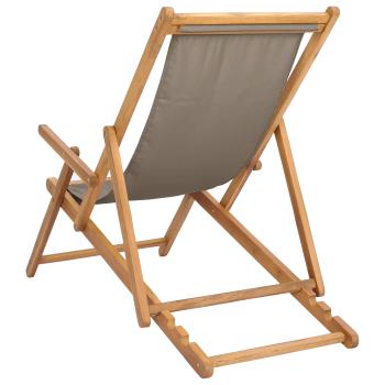 Liegestuhl Taupe Massivholz Teak