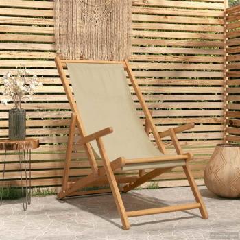 ARDEBO.de - Liegestuhl Beige Massivholz Teak
