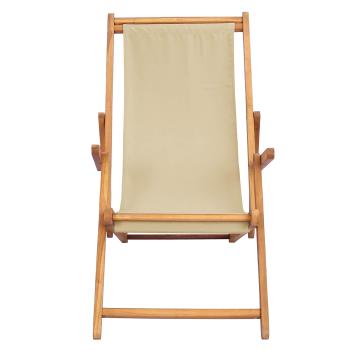 Liegestuhl Beige Massivholz Teak
