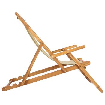 Liegestuhl Beige Massivholz Teak