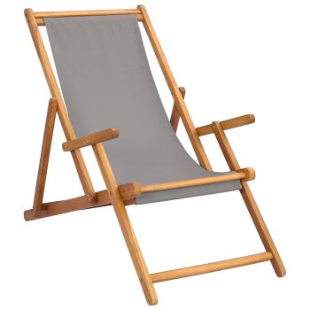 Liegestuhl Hellgrau Massivholz Teak