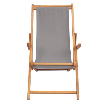 Liegestuhl Hellgrau Massivholz Teak
