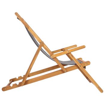 Liegestuhl Hellgrau Massivholz Teak
