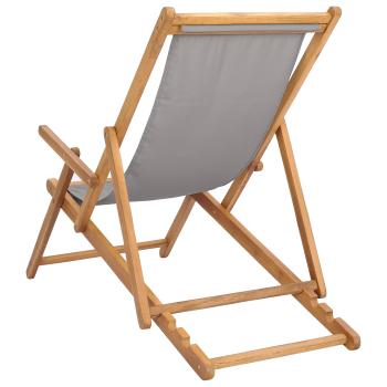 Liegestuhl Hellgrau Massivholz Teak