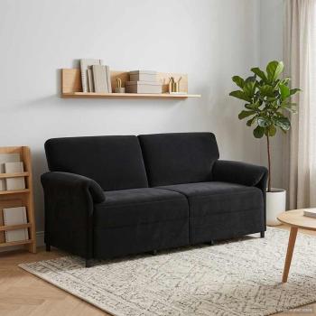 ARDEBO.de - 3-Sitzer-Sofa Schwarz 198 x 83 x 95 cm Samt
