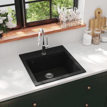 ARDEBO.de - Granitspüle Einzelbecken Schwarz
