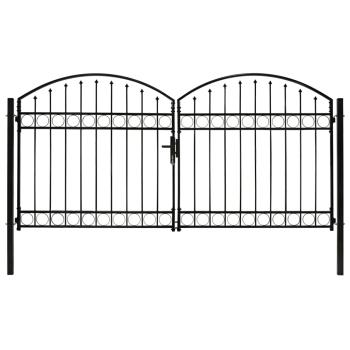 ARDEBO.de - Zauntor ASSEN Doppeltür mit Bogenabschluss Stahl 300 x 125 cm