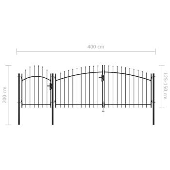 Gartentor Woerden Stahl 1,5 x 4 m Schwarz