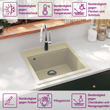 Granitspüle Einzelbecken Beige
