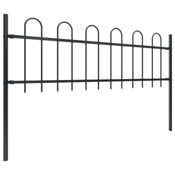 Gartenzaun BOXTEL mit Bügelaufsatz Stahl 181 x 60 cm Schwarz