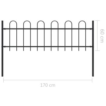 Gartenzaun BOXTEL mit Bügelaufsatz Stahl 181 x 60 cm Schwarz