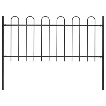 ARDEBO.de - Gartenzaun BOXTEL mit Bügelaufsatz Stahl 181 x 80 cm Schwarz