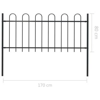 Gartenzaun BOXTEL mit Bügelaufsatz Stahl 181 x 100 cm Schwarz