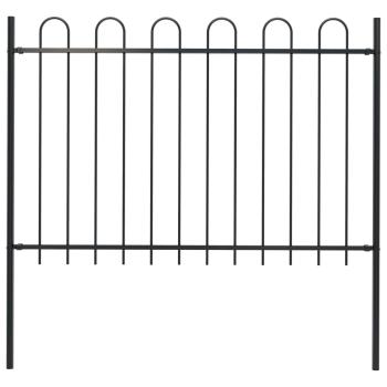 ARDEBO.de - Gartenzaun BOXTEL mit Bügelaufsatz Stahl 181 x 120 cm Schwarz