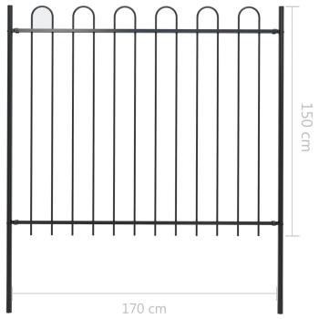 Gartenzaun BOXTEL mit Bügelaufsatz Stahl 181 x 150 cm Schwarz